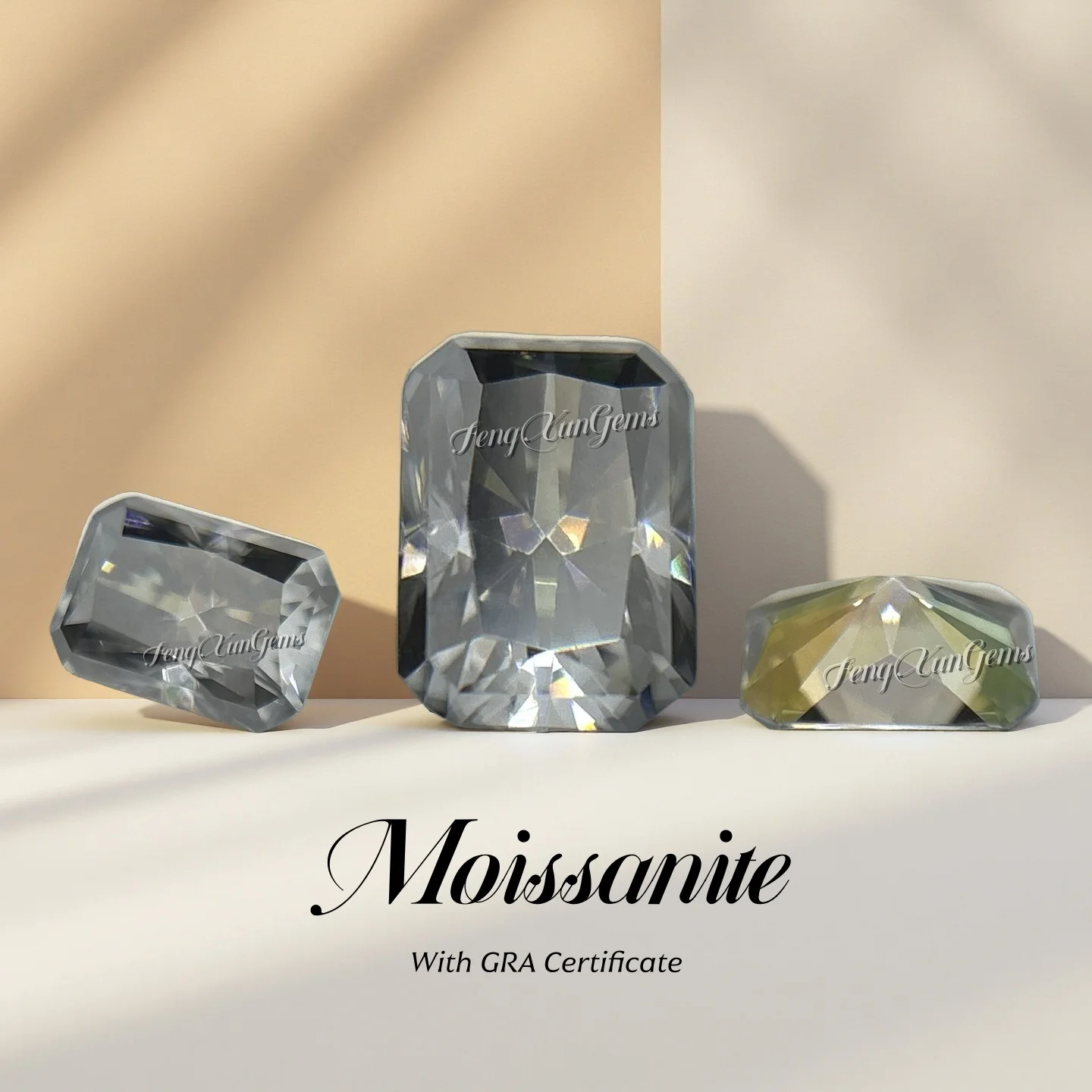 Octangle Shape Radiant cut Loose Moissanite Stones 0.4ct~5ct Gray Lab Grown Diamonds With GRA Certificate For jewelry Ring Inlay