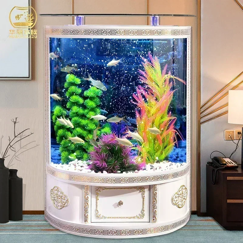 YY Aquarium Cylindrical Vertical Household Floor Large Ecological Change Water