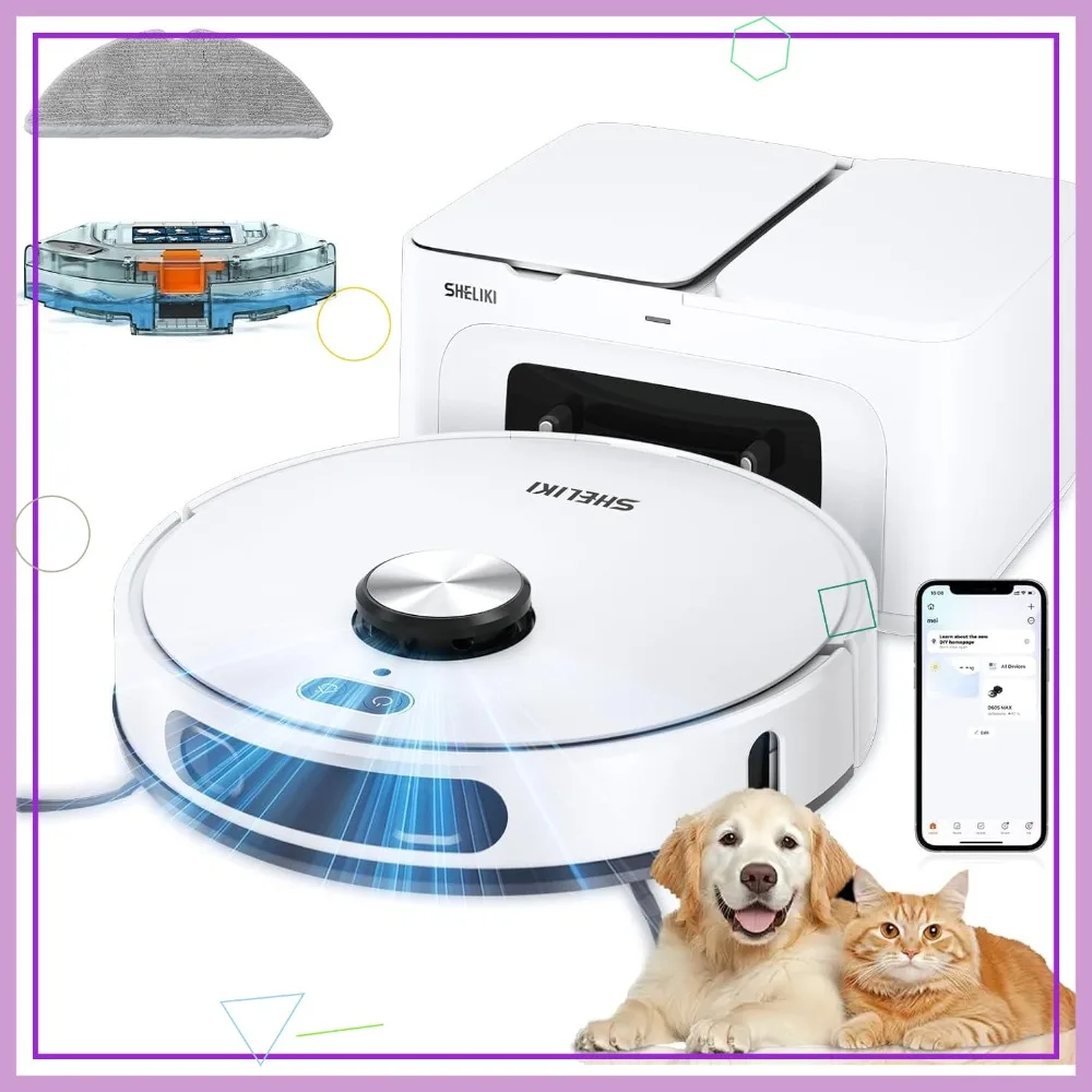 

3-in-1 Robot Vacuum and Mop Combo with 70-Day Self-Emptying Base, LiDAR Navigation, 6000Pa Suction for Pet Hair