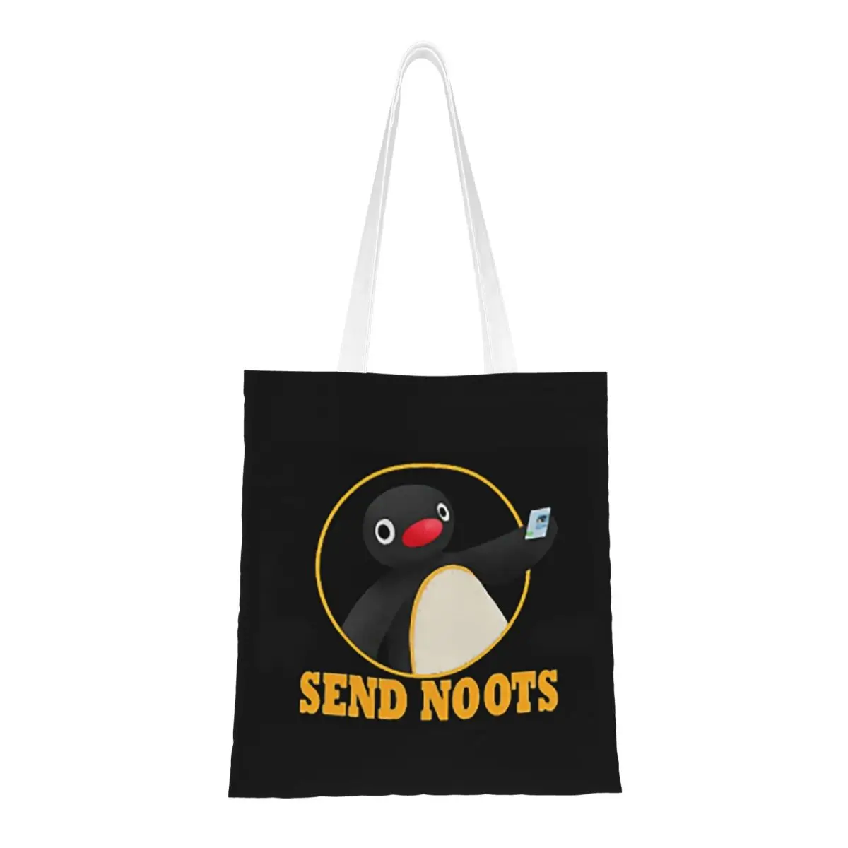 Pingu Pinga Penguin TV Shopping Bags Girls Canvas The Tote Bag Foldable Women Shoulder Tote Travel Handbag
