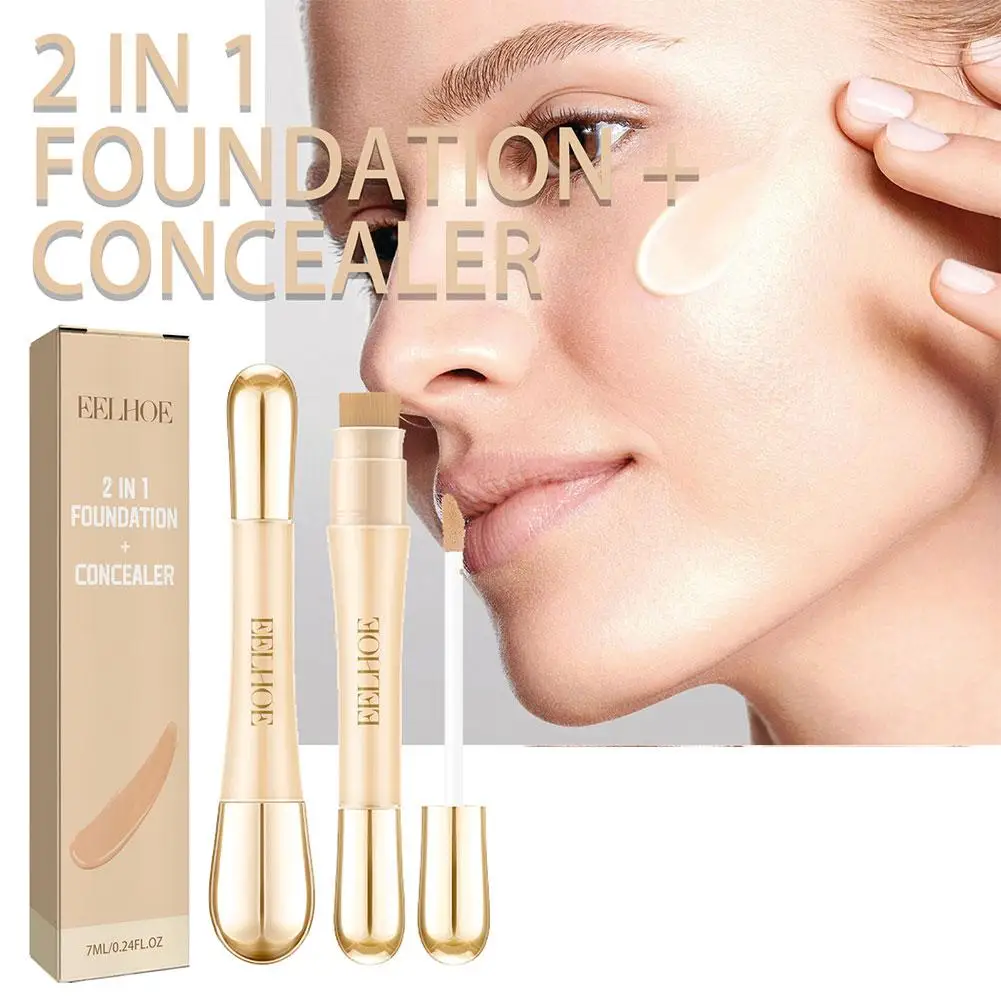 New Double-headed 2 In 1 Foundation And Concealer Highlighter Foundation Contouring Stick Moisturizing Brightening Z0z5