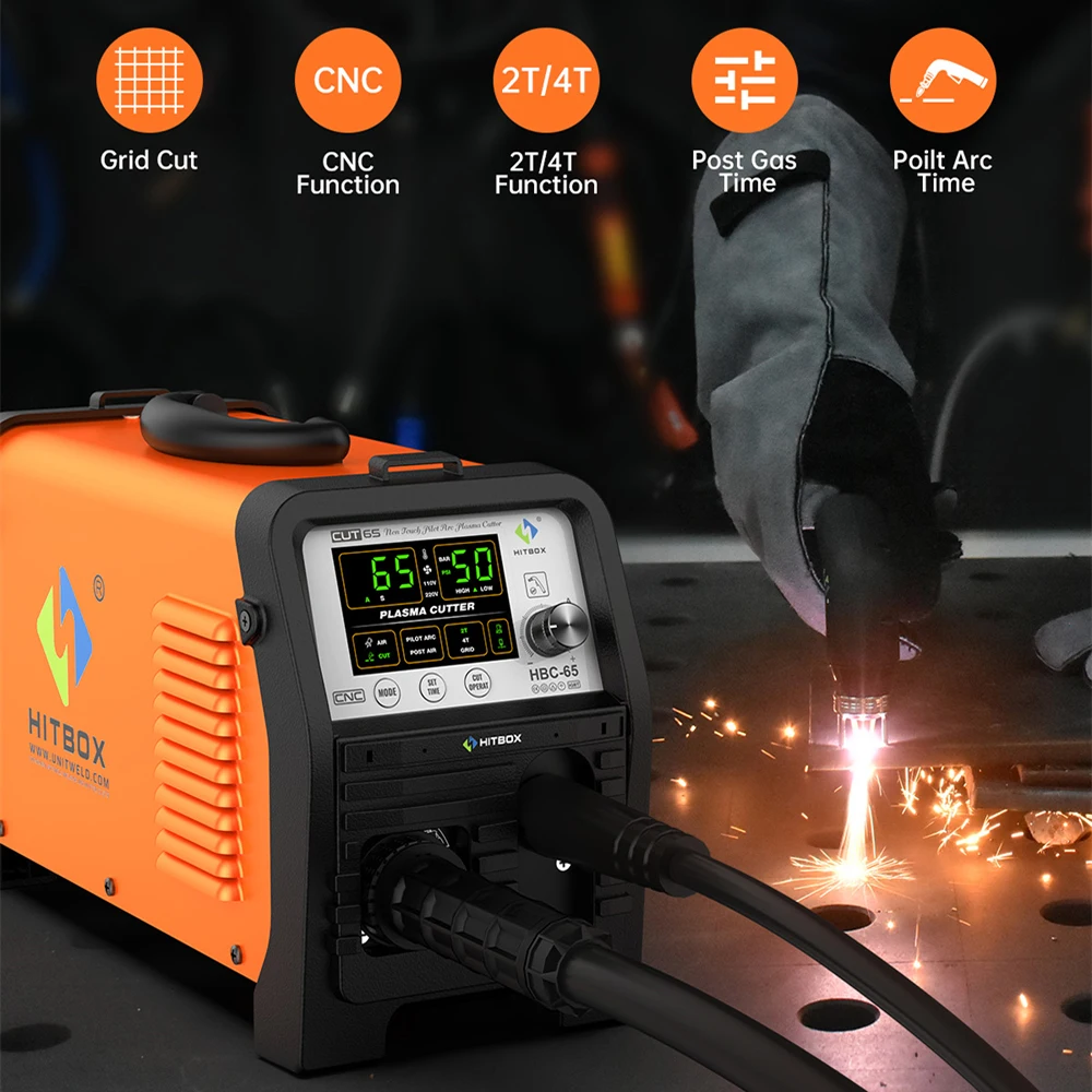 هيتبوكس HBC65 البلازما القاطع غير HF الطيار قوس LED شاشة ديجيتال قطع 1-25 مللي متر الفولاذ المقاوم للصدأ 65A قطع البلازما غير اللمس 2T/4T