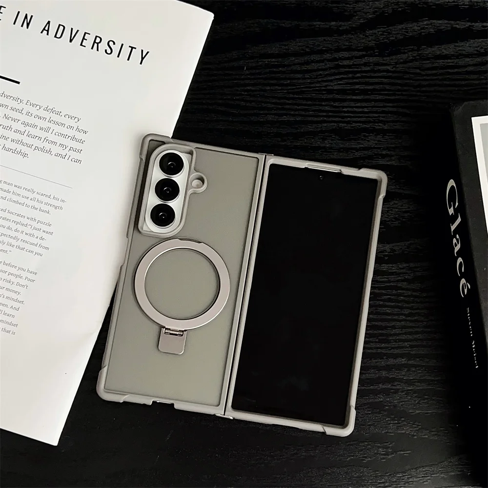 

For MagSafe Magnetic Transparent Matte Phone Case for Samsung Galaxy Z Fold 7 6 5 4 Fold7 Fold6 Fold5 Airbag Protective Cover