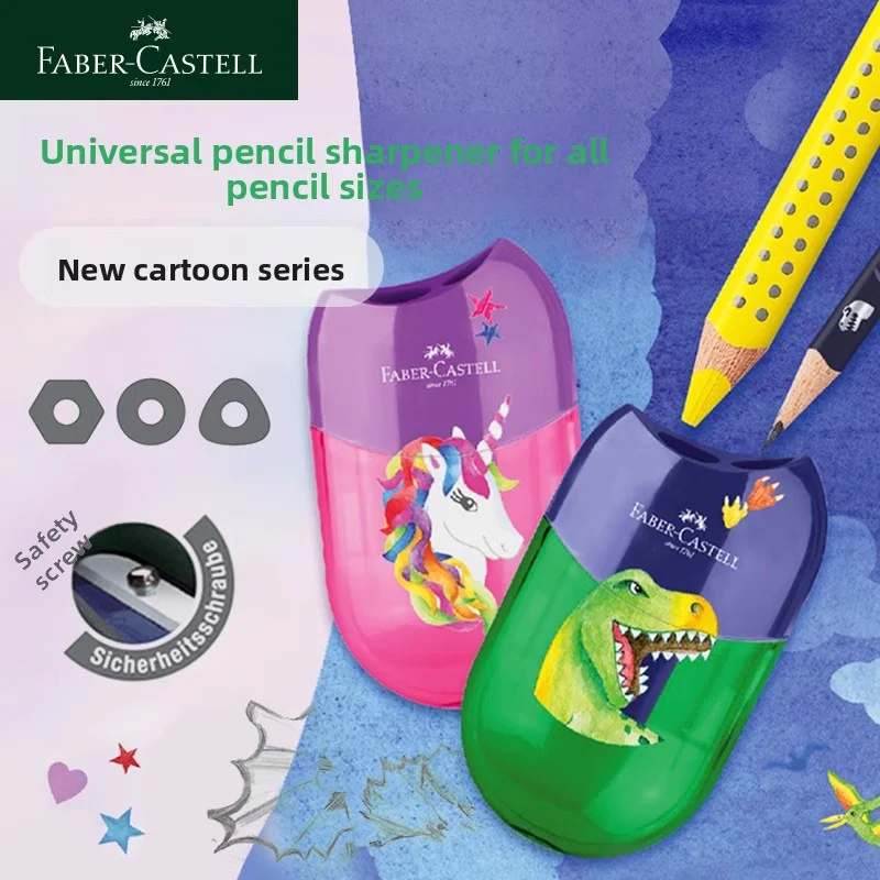 1Pc Faber Castell Double Hole Pencil Sharpener with Eraser Ladybug / Fish / Eagle Cute Stationery Back To School