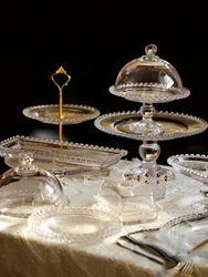 Glazen Desserttafel Afternoontea Pauze Effen Kleur Cakeplaat Dessertrek Fruitplaat Display Rek Gedekt Tafel Hoge Voet Ra