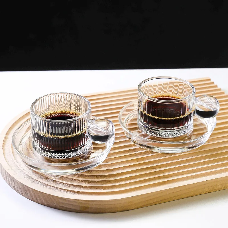 Glass Coffee Cup Iced Americano Latte Cup Transparent Tea Cup with Handle for Hot Cold Drinks