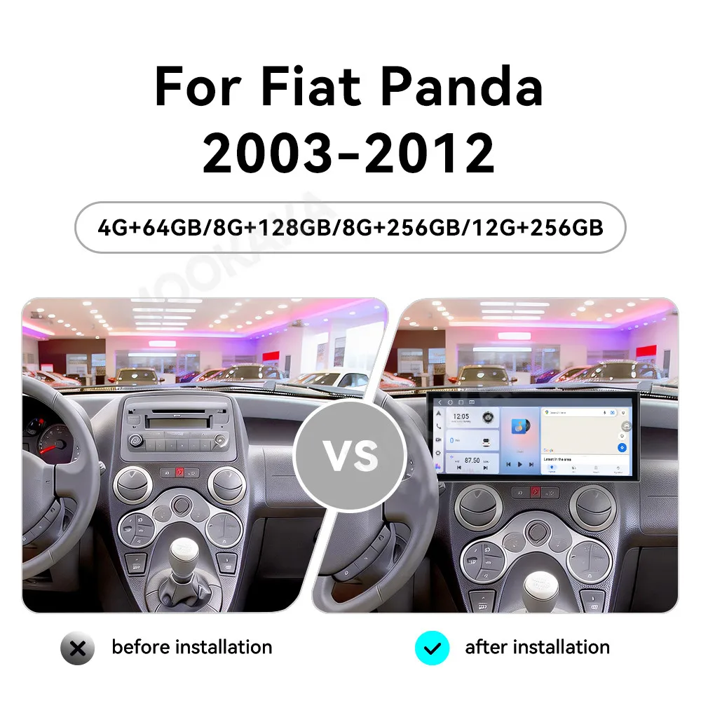 15,8-Zoll-Bildschirm Android 15 Autoradio für Fiat Panda 2003 - 2012 Multimedia-Videoplayer 2din Carplay Intelligentes System Wifi 5G RDS