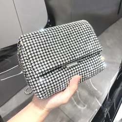 Diamentowa torba na ramię Crossbody Damska mała torebka ze sprzęgłem Moda Retro Poduszka Hobos Torebka damska PU Skóra Błyszcząca torebka imprezowa