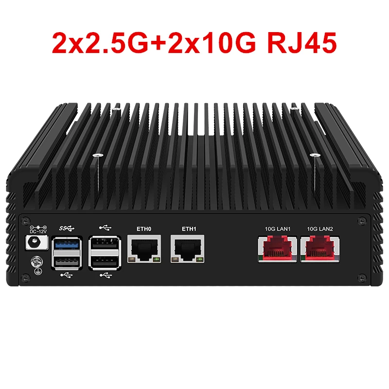 Micro apparecchio firewall 2 Intel I226-V 2.5GbE NIC + 2x/1x 10G LAN SFP Mini computer senza ventola Intel N100 i3 N305 Quad Core AES-NI