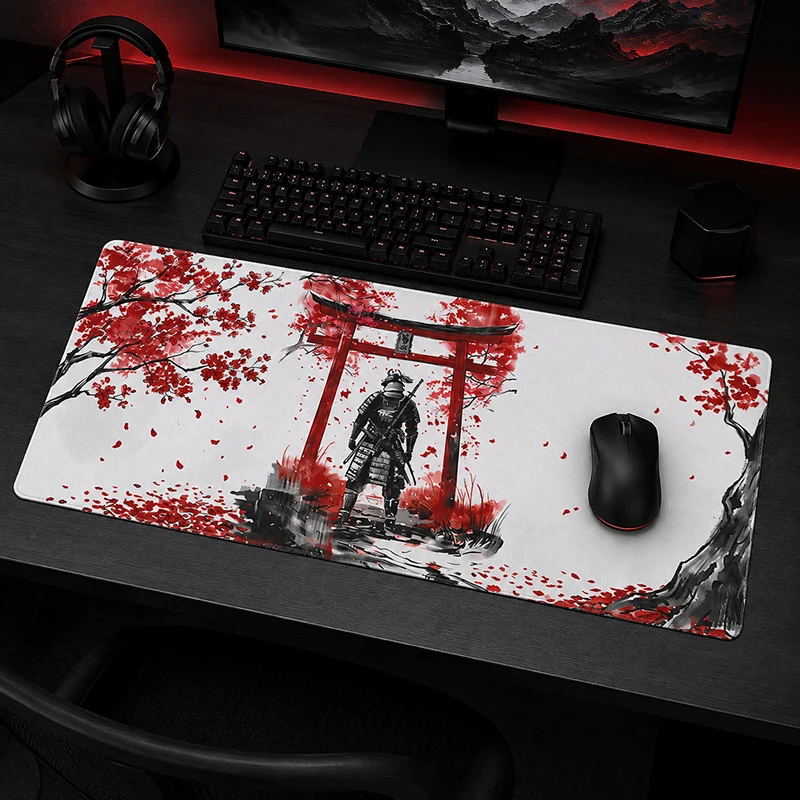Mouse Pad Red Maple Torii Samurai Gamer XL Computer Home Mousepad XXL Mouse Mat Desk Mats Non-Slip Computer Mouse Mats