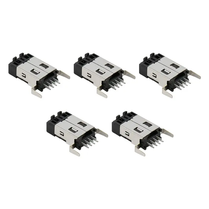 FULL-Black Modular RJ45 Connector 5PCS 8P8C Long Body PCB Board Male Shielded DIP Plug-In Network RJ45 Plug