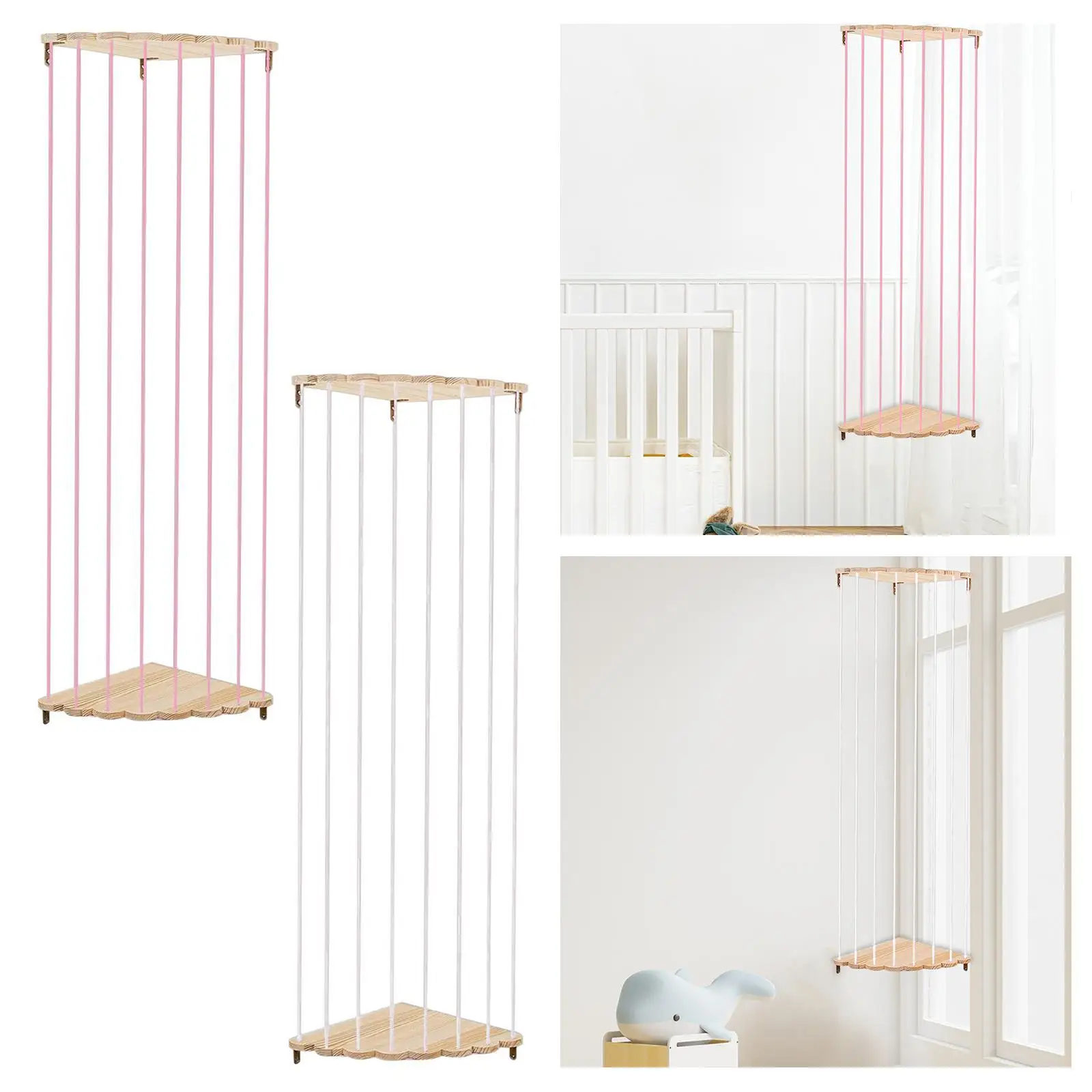 Wood Corner Plush Toys Holder Portable for Kids Playroom Living Room Nursery