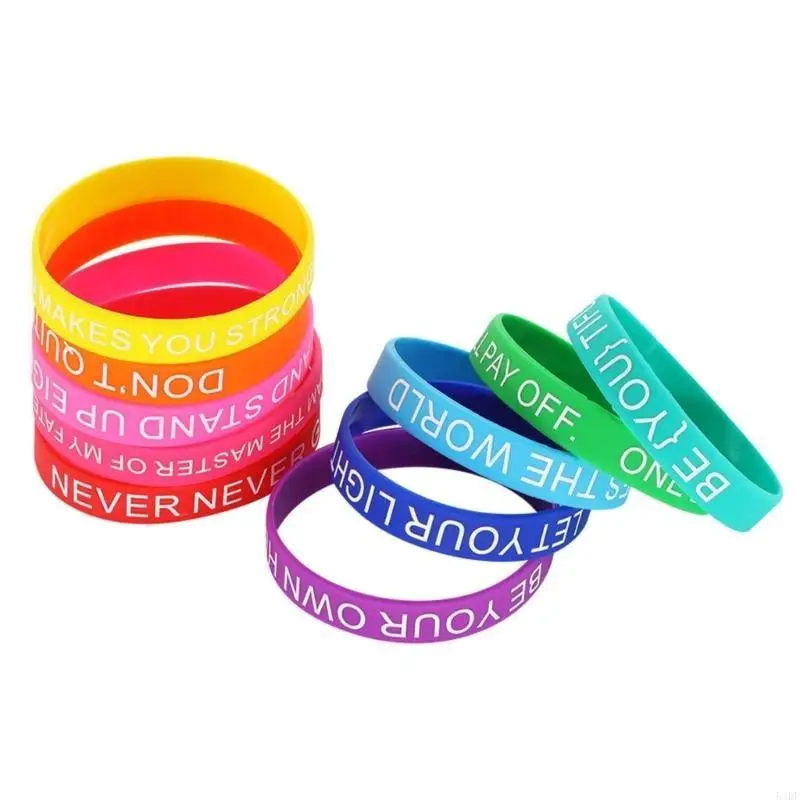 54DF Pack of 20 Colorful Silicones Bracelets with Uplifting Sayings for Students Kids