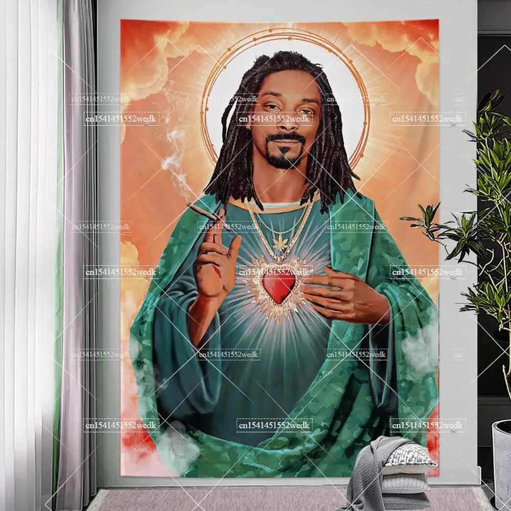 Rapper Snoop Dogg Tapestry Jesus Tapestry Aesthetic Room Decor Boho Hippie Tapestries Wall Carpets Bedroom Background Decoration