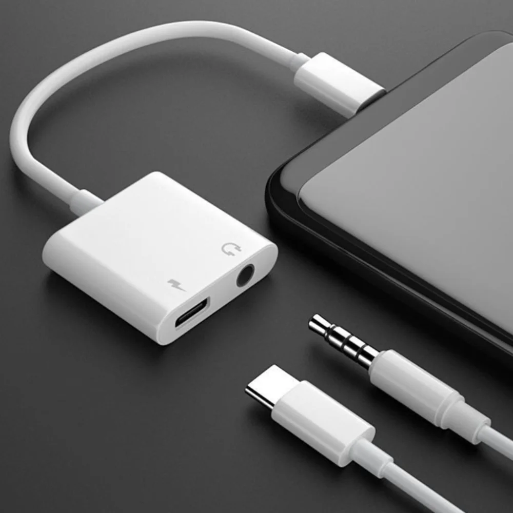 

2-in-1 3 5mm To Type C Adapter Digital Aux Cable Type-C To Type-C Converter Conversion Headphone Converter