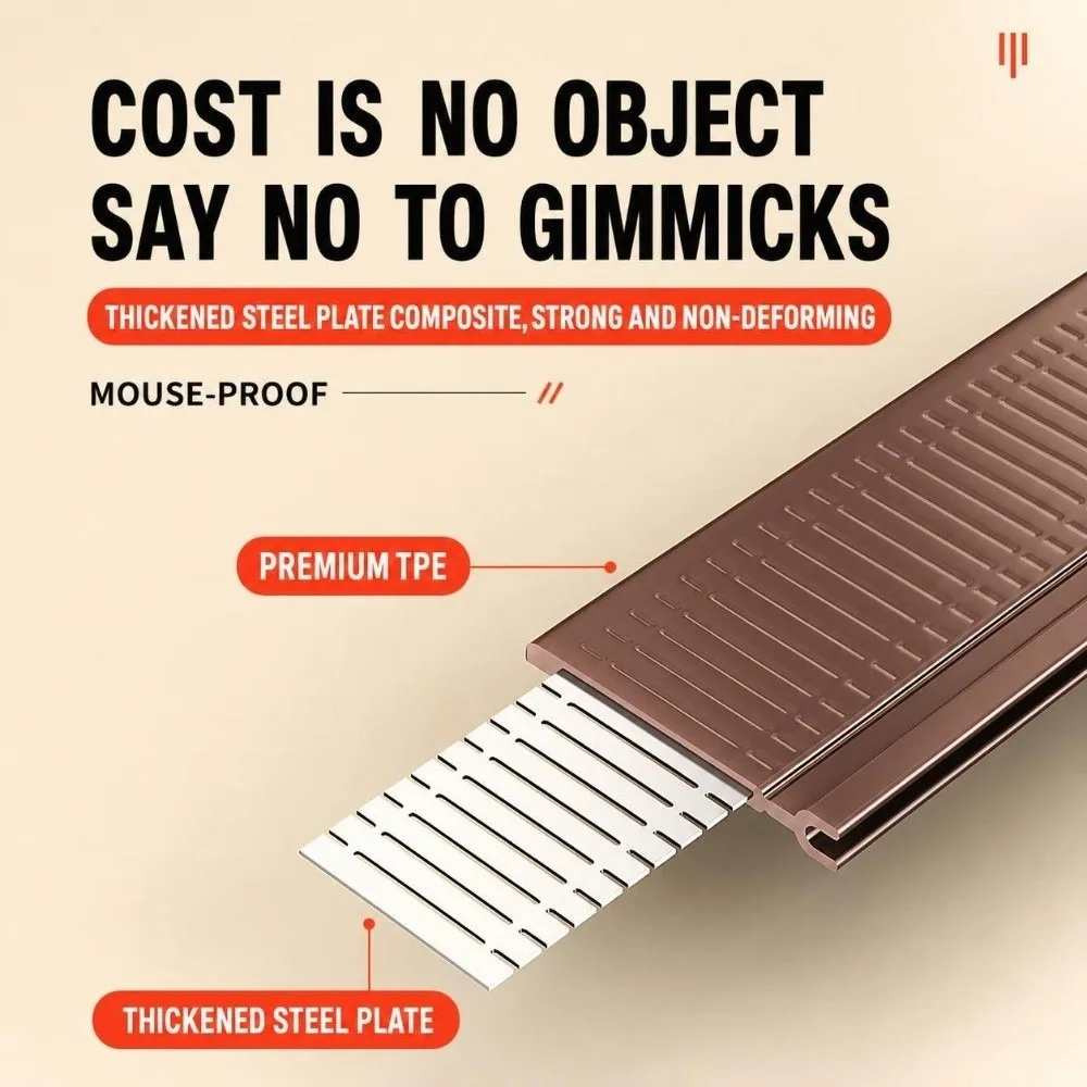 Door Bottom Sealing Strip Windproof Dustproof Weatherstrip Noise Reduction Rain Insulation Household Door Gap Sealer Accessory