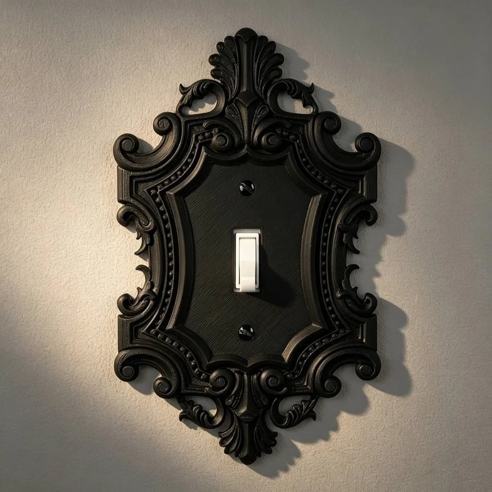 Plastic Switch Plate Cover Toggle Light Carved Vintage Light Switch Cover Duplex Outlet Gothic Outlet Wall Plate Living Room