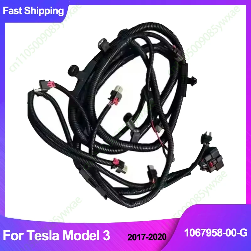 For Tesla Model 3 Car Front Bumper Radar Harness Reverse Wiring With Fog Light Plug 1067958-00-G 106795800G 2017 2018 2019 2020