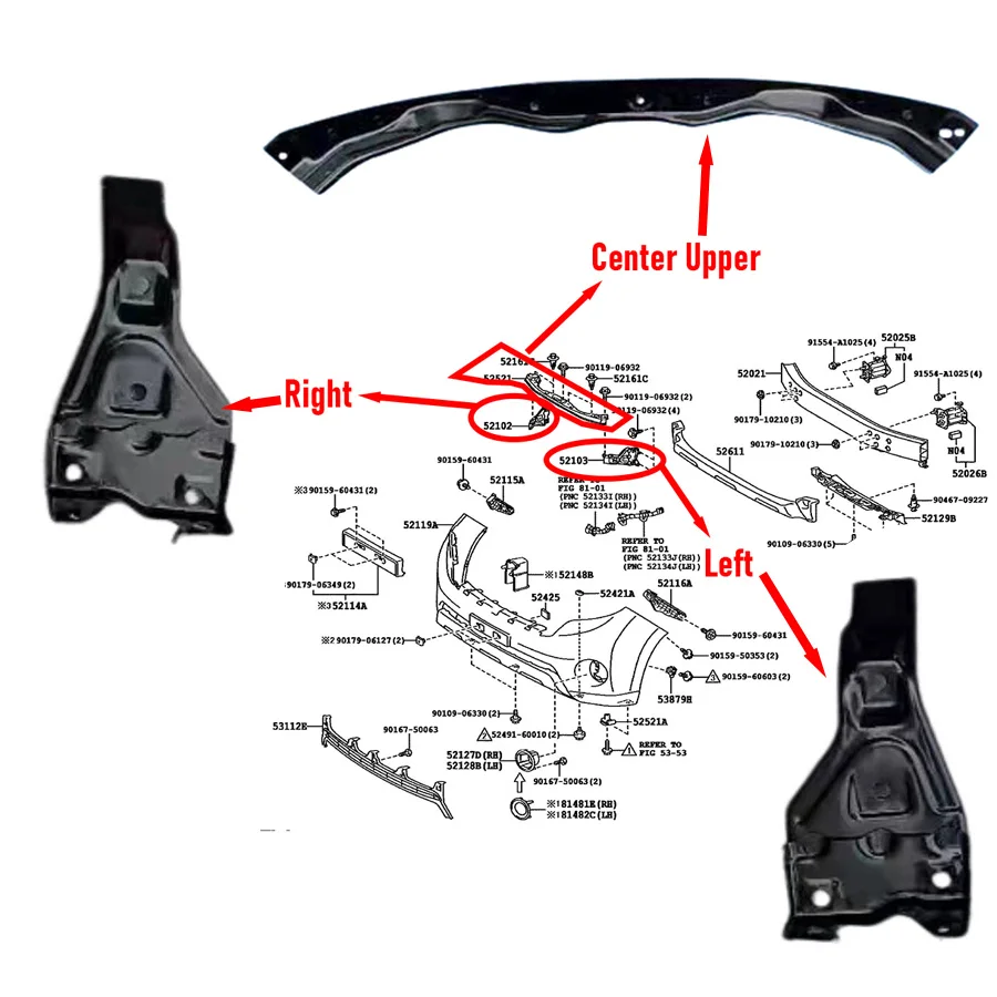 1Pc Hood Lock Fixing Bracket Bumper Side Support Bracket Buckle Left/Right/Upper For Toyota Prado LC150 2014-2017 53209-60150