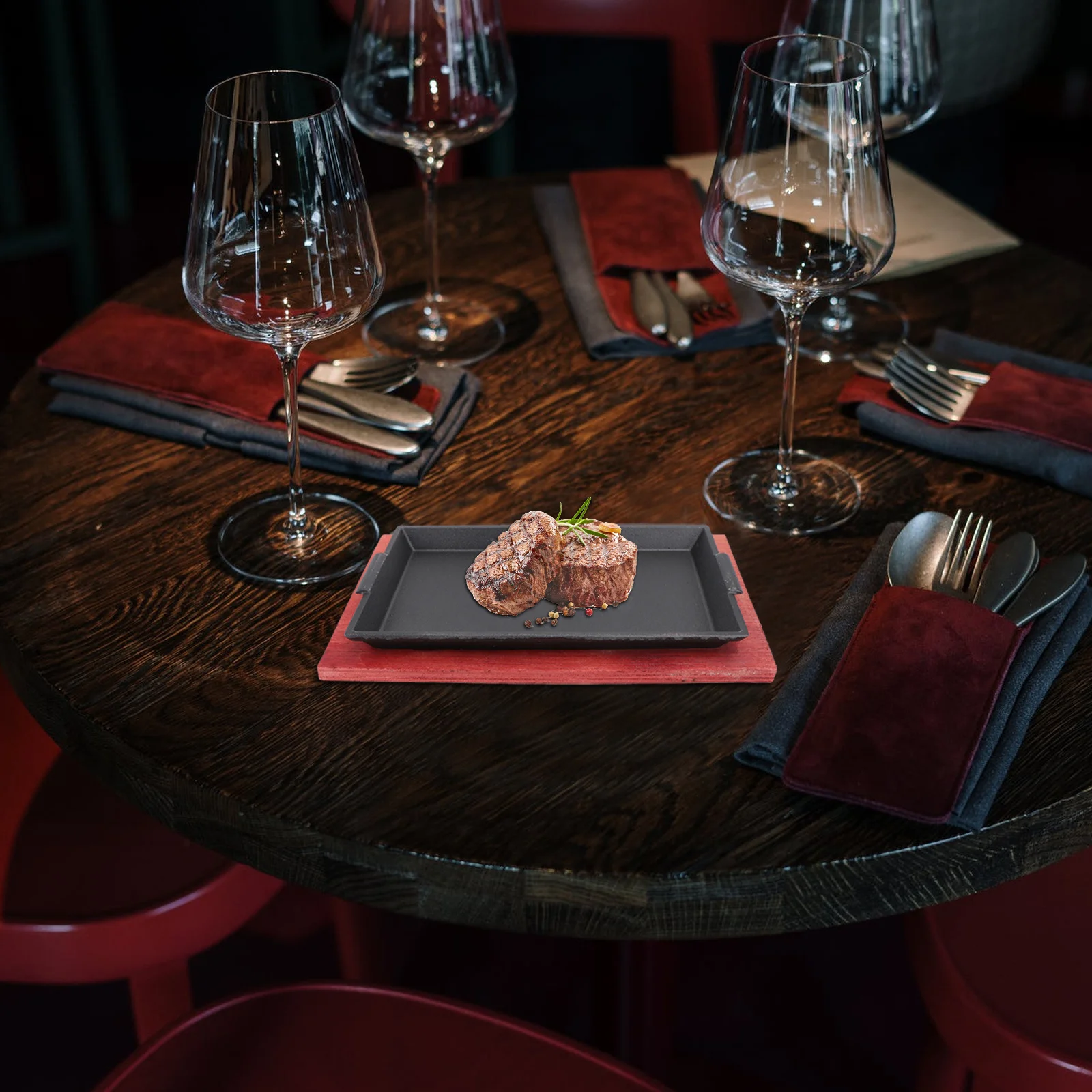 

Cast Iron Frying Pan Non-Stick Teppanyaki Grill Plate For Bbq Baking Roasting Beef Steak Metal Pan Dish Kitchen Barbecue Tool