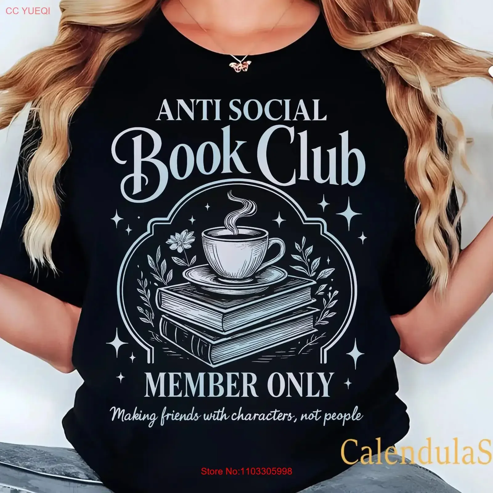 Футболка для любителей книжного клуба «Антисоциальный книжный клуб»: «Дружимся с персонажами, а не с людьми», забавная, для любителей чтения, винтажная, слегка состаренная.