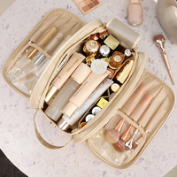 Make Up Bag PU Leather Large Capacity Travel Cosmetics Storage Bag Women Portable Handbag Multifunction Waterproof Toiletry Bag