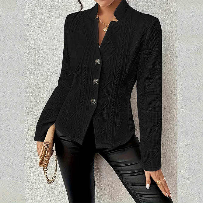 Frauen Blazer Jacke Anzug Mantel Einreiher Stehkragen Schlank Oberbekleidung Temperament Büro Dame 2025, Frühling Vintage Tops – Detail 8