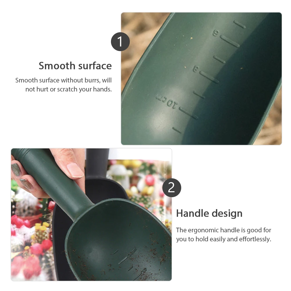 Palas de suelo de plástico, mango ergonómico ligero para jardinería, excavación, herramientas pequeñas para suculentas, superficie lisa, sin rebabas, 2 uds.