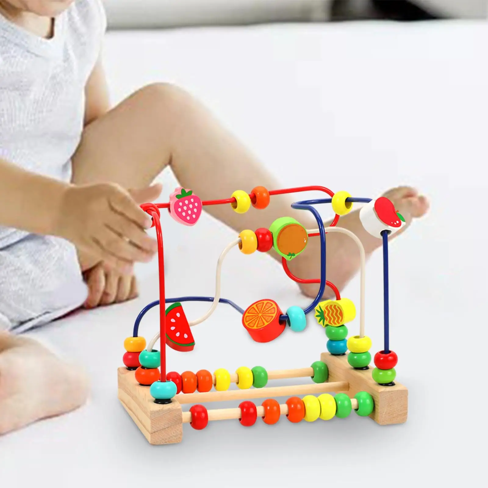 Wooden Bead Maze Toys Preschool Educational Toy Grasping Ability Wooden Colorful Beads Roller Toys for Baby Birthday Gifts