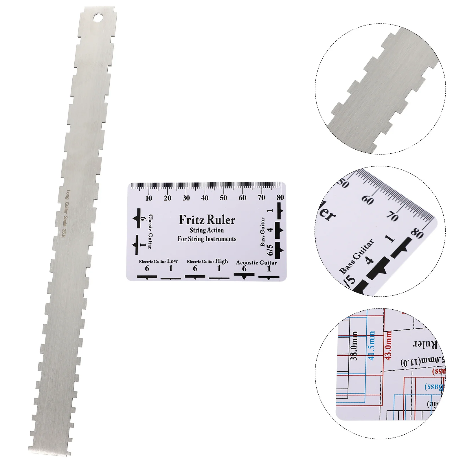 

2Pcs Guitar Repair Rulers Stainless Steel Neck String Height Measuring Instruments Professional Guitar Maintenance Tool Kit