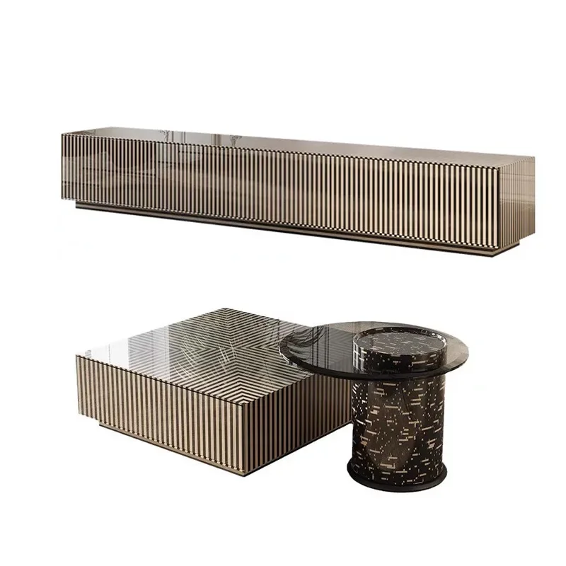 

Italian style, minimalist, large and small coffee table, combination, modern, simple, small apartment, living room