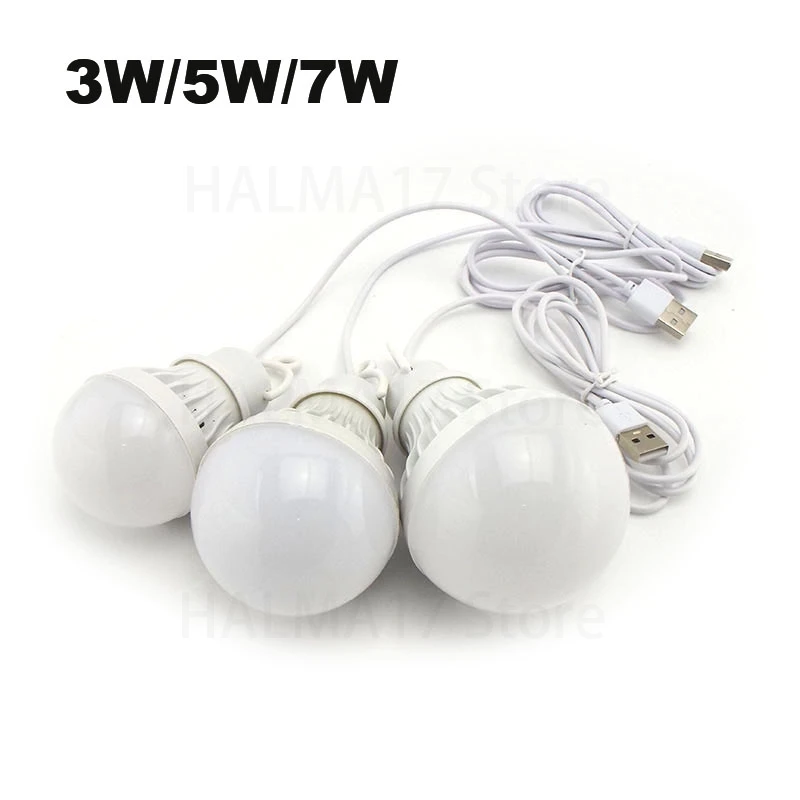 USB LED Bulb Portable Lamp Book Lights Outdoor Camping Light Indoor Reading Light Bulb Energy Saving Emergency Lamp J17