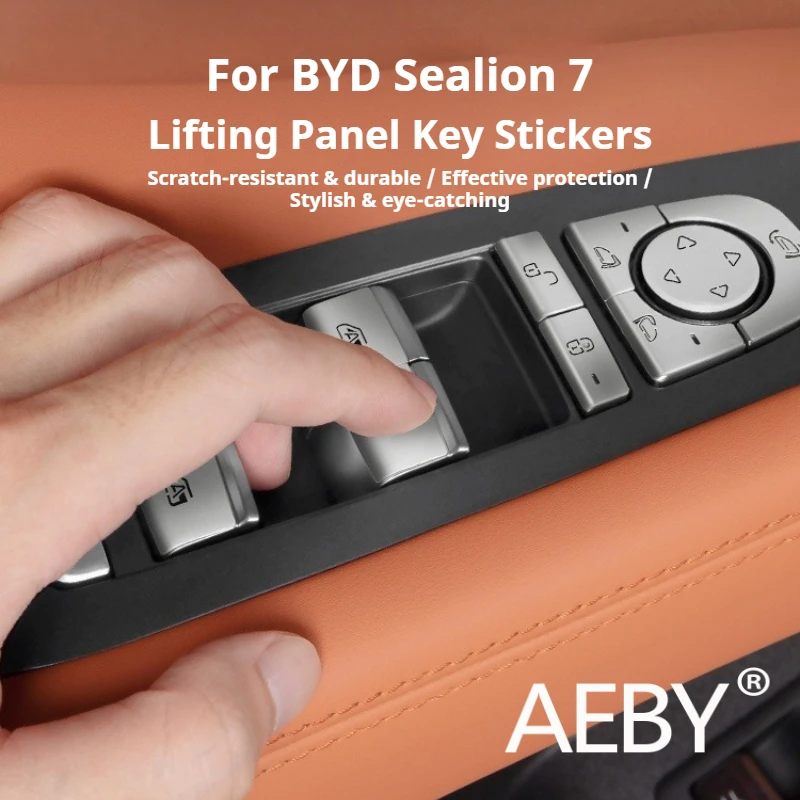 

AEBY For BYD Sealion 7 2024 Window Switch Metal Button Cover Stainless Steel Frame Sticker Car Interior Decoration Accessories