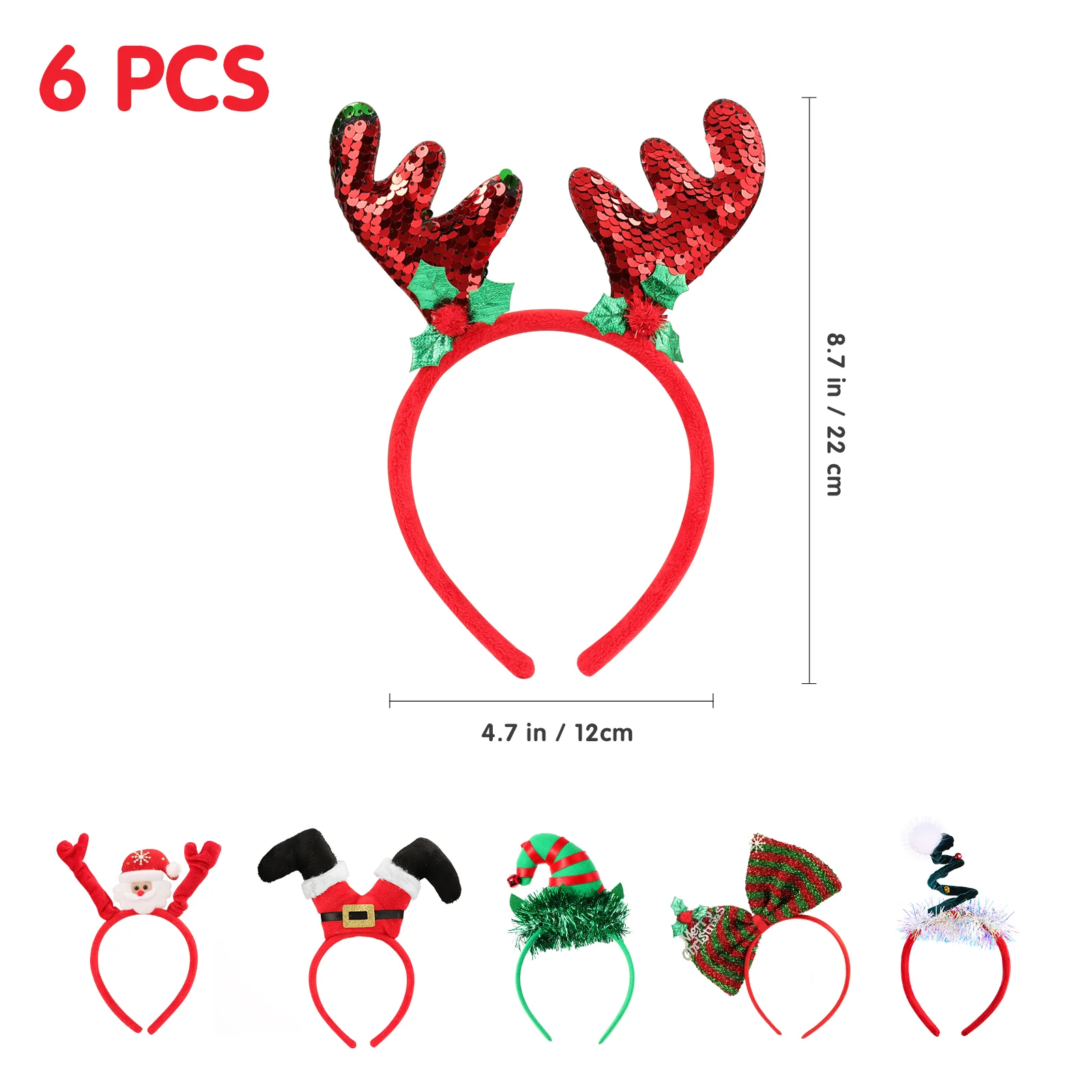 Frcolor 6 pçs tiaras de natal fantasia natal headwears aros de cabelo acessórios para o cabelo crianças adultos festa de natal favores