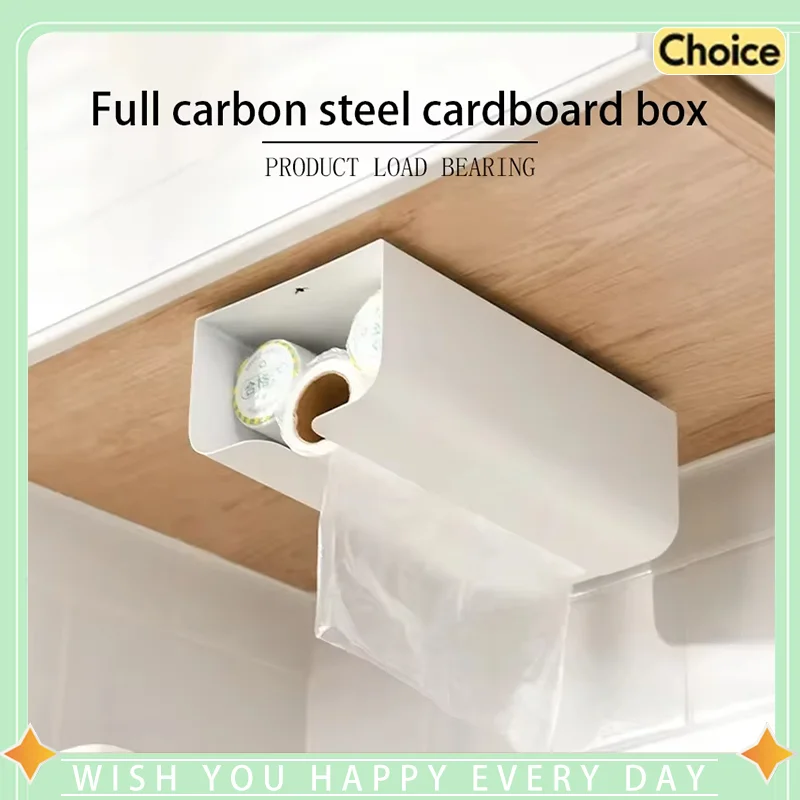 

Wall Mounted Magnetic No Drill Self Adhesive Trash Bag Dispenser Organizer Kitchen Bathroom Paper Towel Tissue Storage Holder