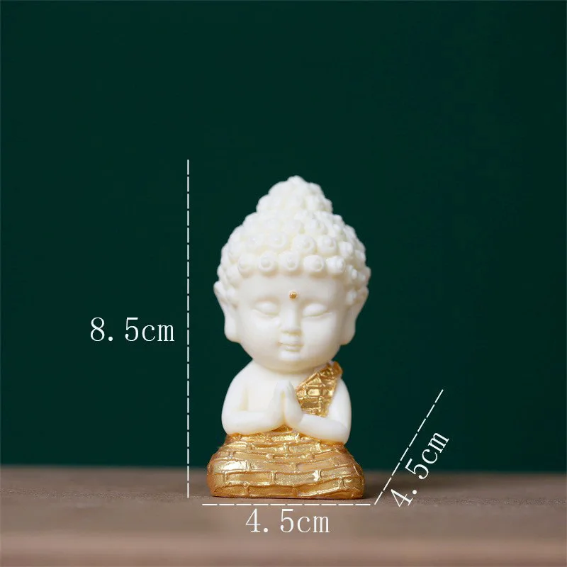 Ivory Nut Bodhi Baby Buddha Figurine With Lotus Base Office Desktop Tea Pet Car Interior Craft Ornament