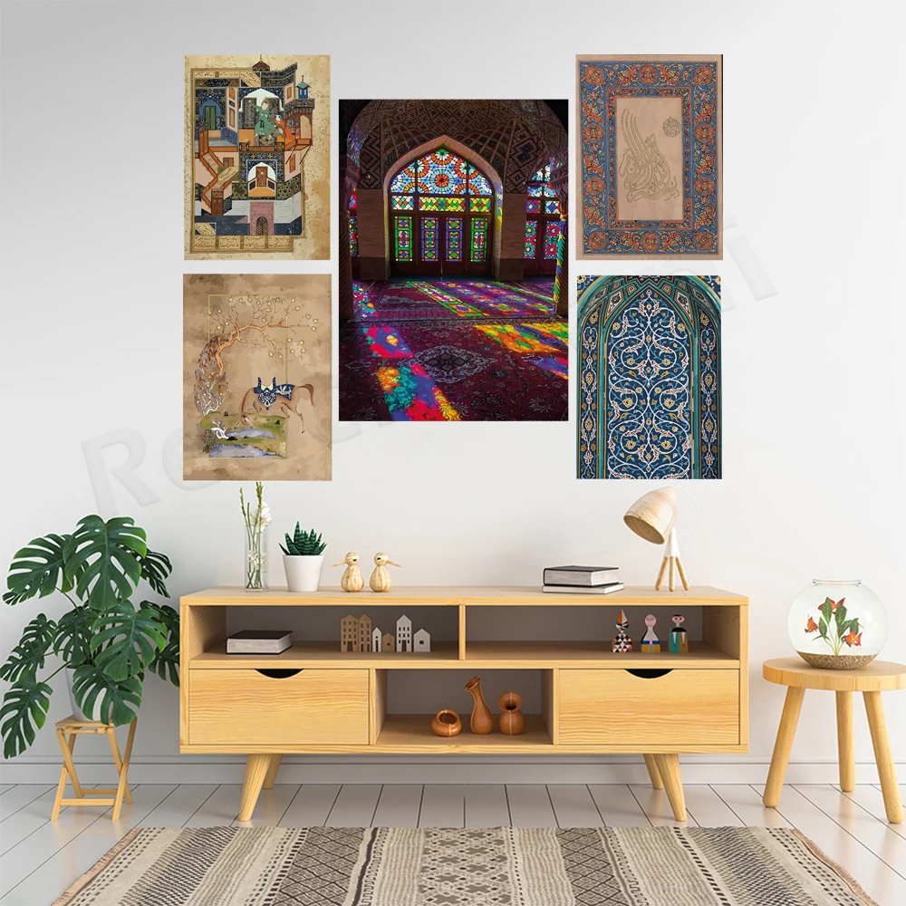 الهند الفارسي، اللوحة التاريخية في الشرق الأوسط، الخط الإسلامي القرآن اللوحة الهندية، ملصق السفر العربي العتيق #4