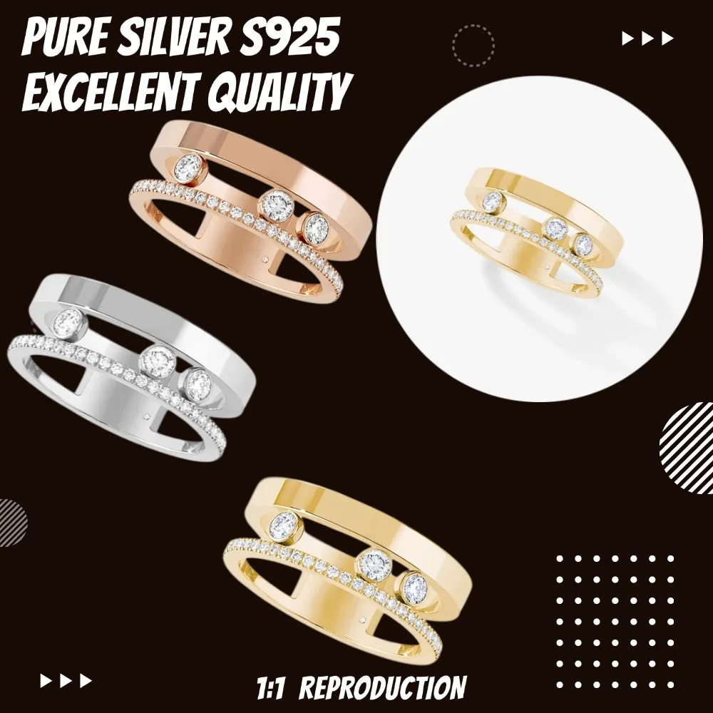 Stylish Original Move Romane Diamond Rings Sterling Silver 925 Rings Luxury Brand Trend Jewelry Accessories Women's Trendy Gift