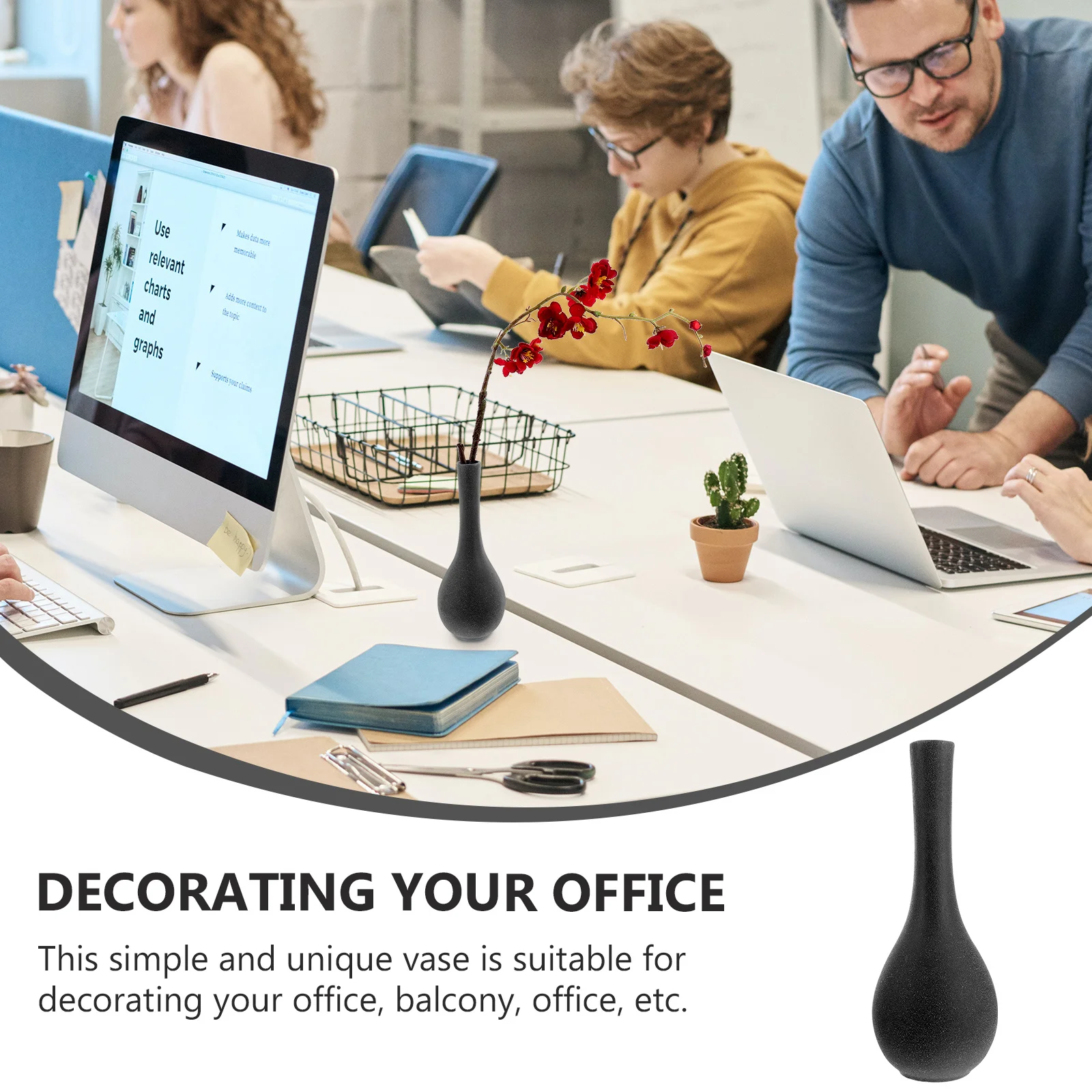 

1Pcs Ceramic Vase Narrow Opening Flower Arrangement Pot for Home Office Decor Simple Style Modern Art Vase Ornament