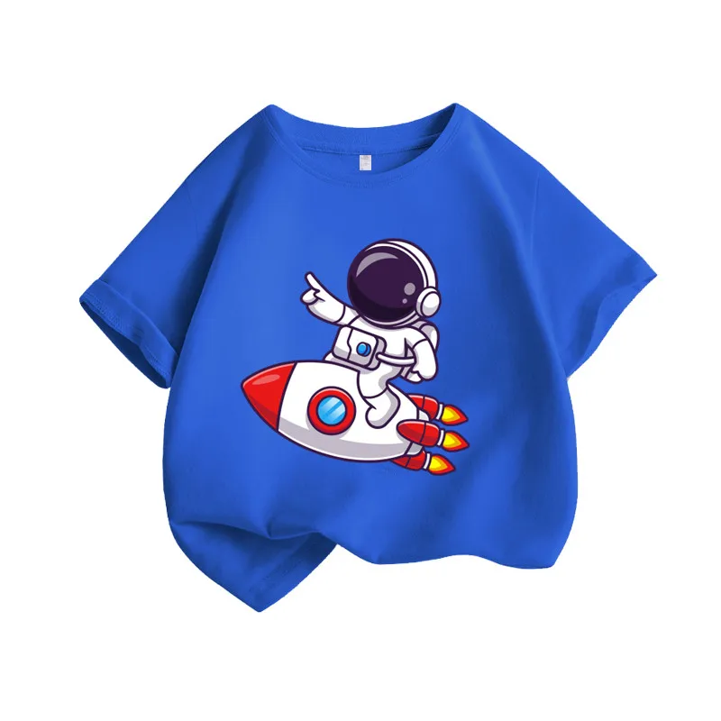 Cartoon Astronaut Short Sleeved Super Popular Student Class Uniform Parent-child Clothing Fashionable Children's Half Sleeves