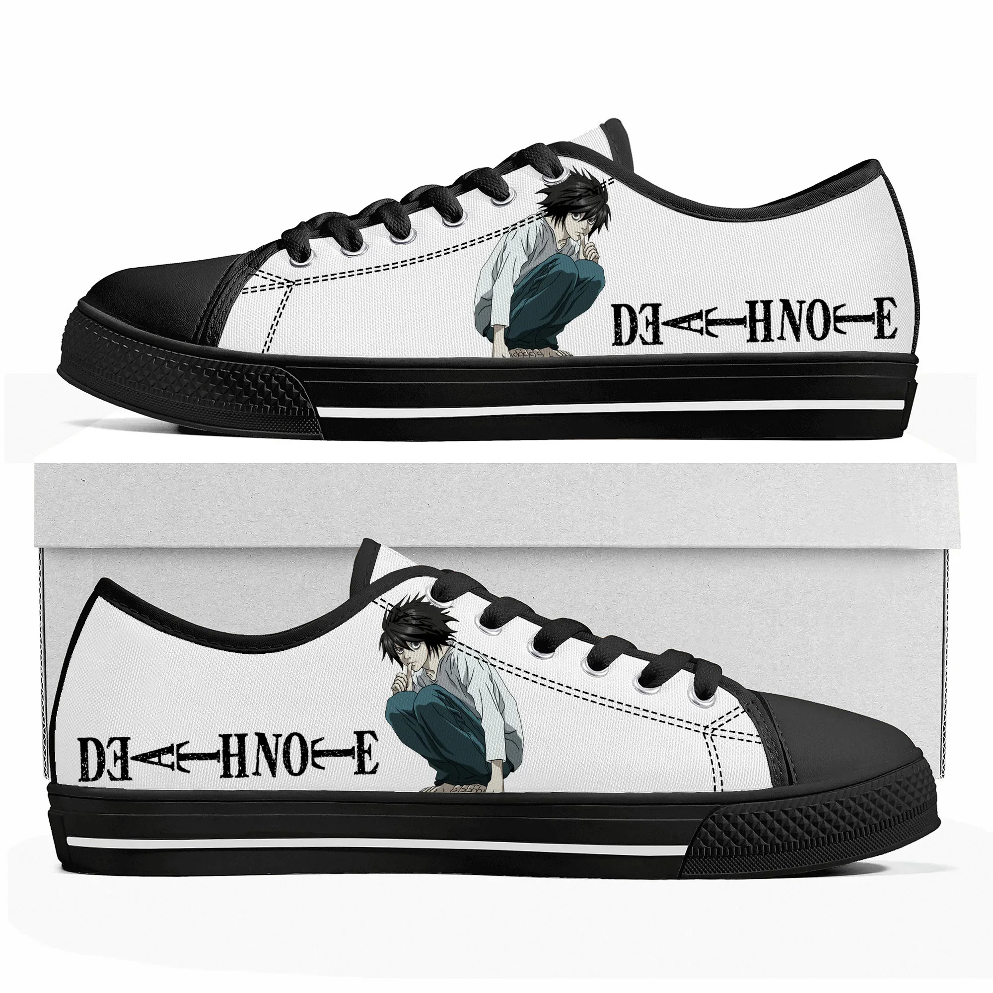 

Anime Death Note Yagami Lawliet L Low Top Sneakers Mens Womens Teenager High Quality Canvas Sneaker Couple Shoes Custom Shoe