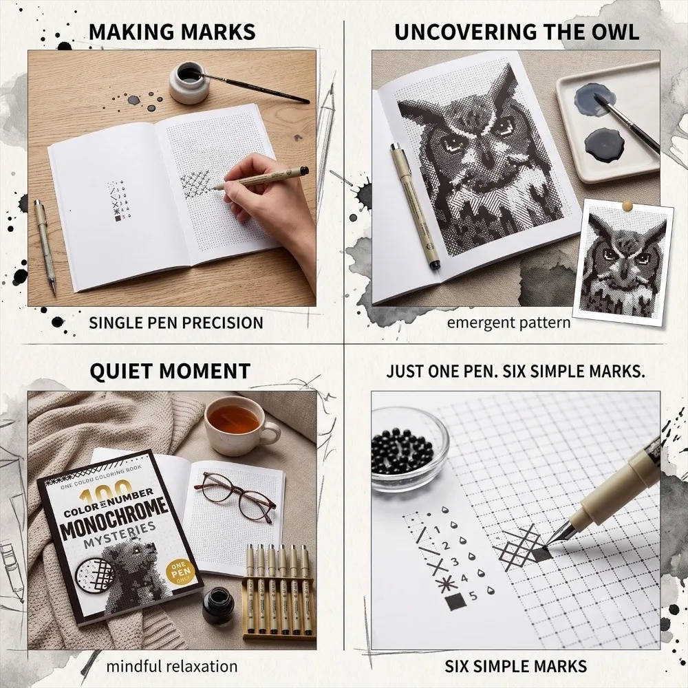 Creative Color by Number Book Clear Lines Portable Graffiti Drawing Book DIY Handmade Art Painting Pad Beginners