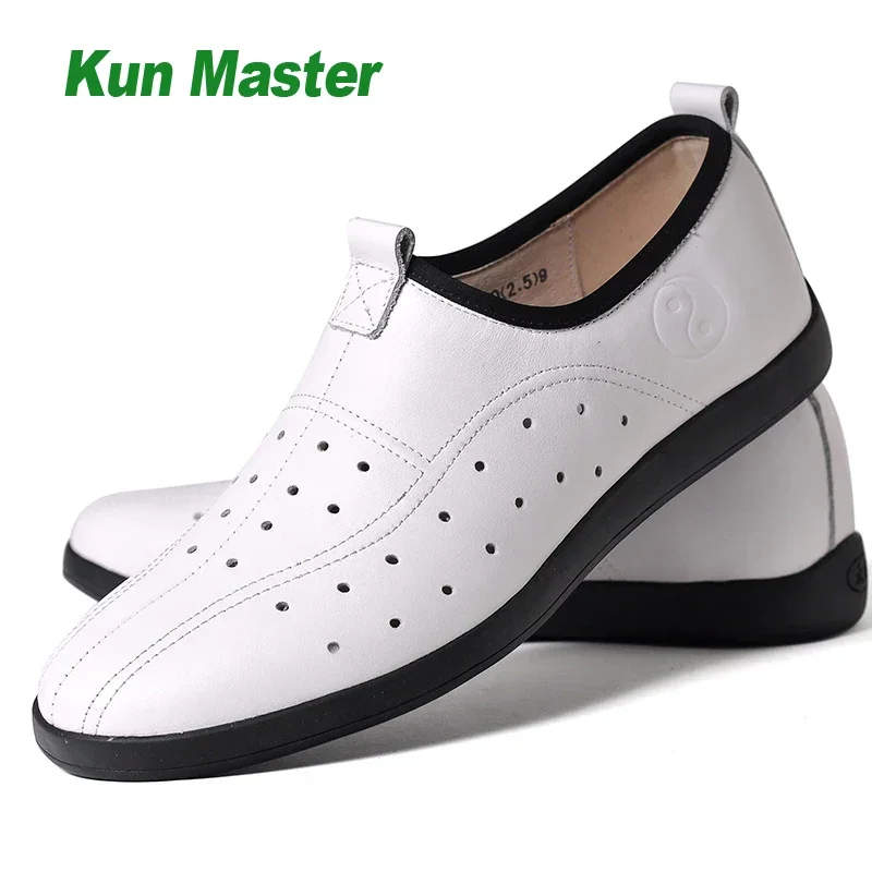 Zapatos de Kung Fu Tai Chi de cuero genuino transpirables para verano, zapatillas deportivas de arte marcial, de piel de vaca, para hombres y mujeres, 2022