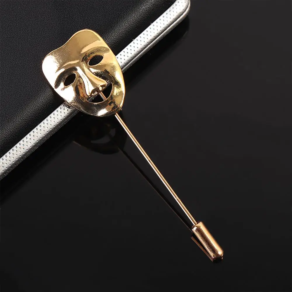 Personality Face Brooch Vintage Gold Silver Color 3D Mask Lapel Pin for Clothes Decoration Jewelry Accessories