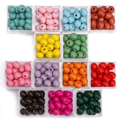 50-100Pcs/Lot 8mm Solid Color Wooden Beads Loose Spacer Round Beads For Jewelry Making DIY Beaded Bracelets Necklace Accessories