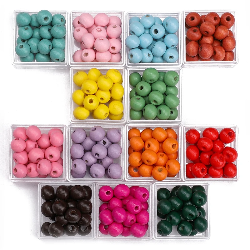 50-100Pcs/Lot 8mm Solid Color Wooden Beads Loose Spacer Round Beads For Jewelry Making DIY Beaded Bracelets Necklace Accessories