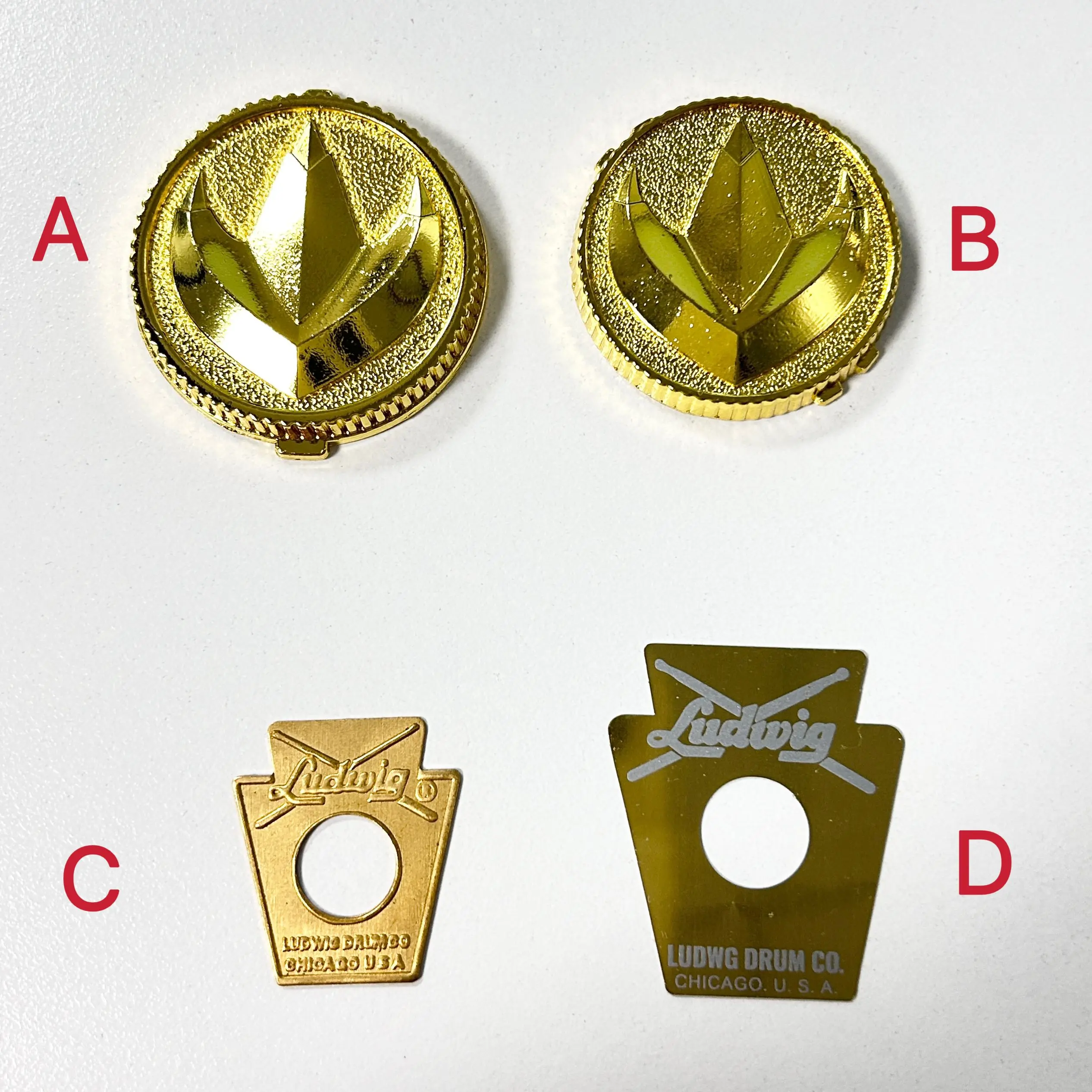 

Lightning Dragon Coin & 91-93 Dino Power Coin (Gold) for Ranger Morpher/Cosplay + Ludwig 60s Keystone Drum Badges