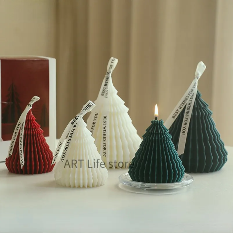 Silikon gestreifte Weihnachts baum Kerzen form Weihnachten Handwerk Harz dekorative Gips Herstellung Werkzeuge DIY Seifen form Party Geschenk