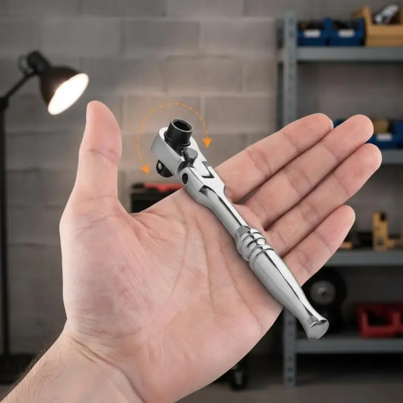 【AB1】Reversible Head 2 In 1 Ratchet Wrench Chrome Steel Anti Corrosion Ergonomic Grip for Car Maintenance Home Furniture Repair