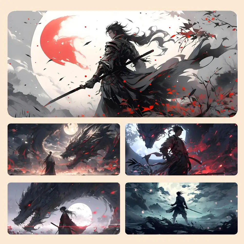 

Moon Samurai Anime Gamer XL Computer HD Home Mousepad XXL Mouse Mat Natural Rubber Non-Slip Carpet Table Mat Mouse Mat